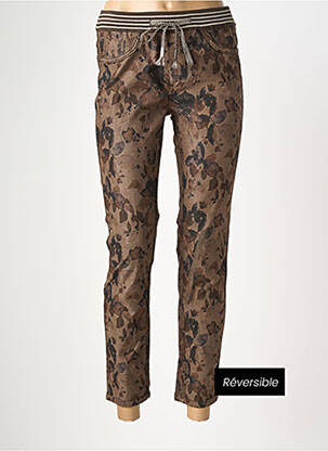 Pantalon slim taille élastique taille normale marron MAISON ONADO femme
