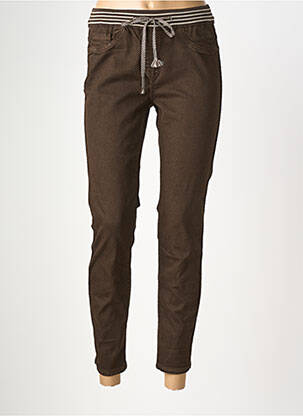 Pantalon slim taille élastique taille normale marron MAISON ONADO femme