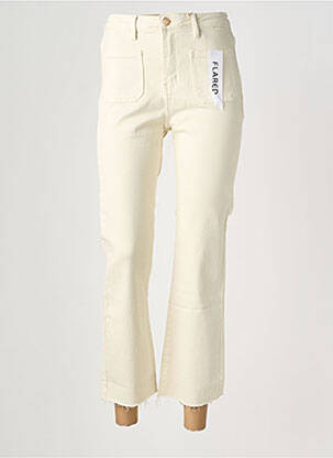 Jean coupe flare finition bord franc taille haute beige FOLYROSE femme