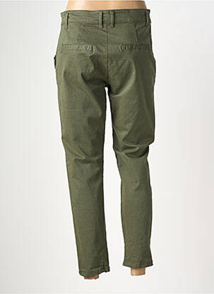 Pantalon chino fermeture zippée sous rabat boutonné taille normale vert MADE IN ITALY femme
