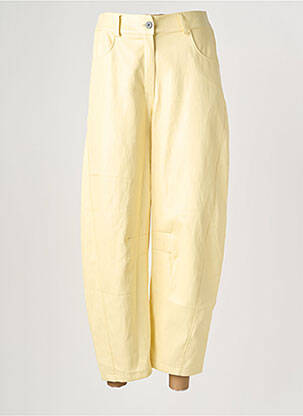 Pantalon large fermeture zippée sous rabat boutonné taille haute jaune GARCONNE femme