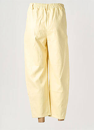 Pantalon large fermeture zippée sous rabat boutonné taille haute jaune GARCONNE femme