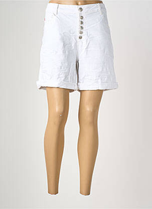 Short tissage denim taille normale blanc KAROSTAR femme
