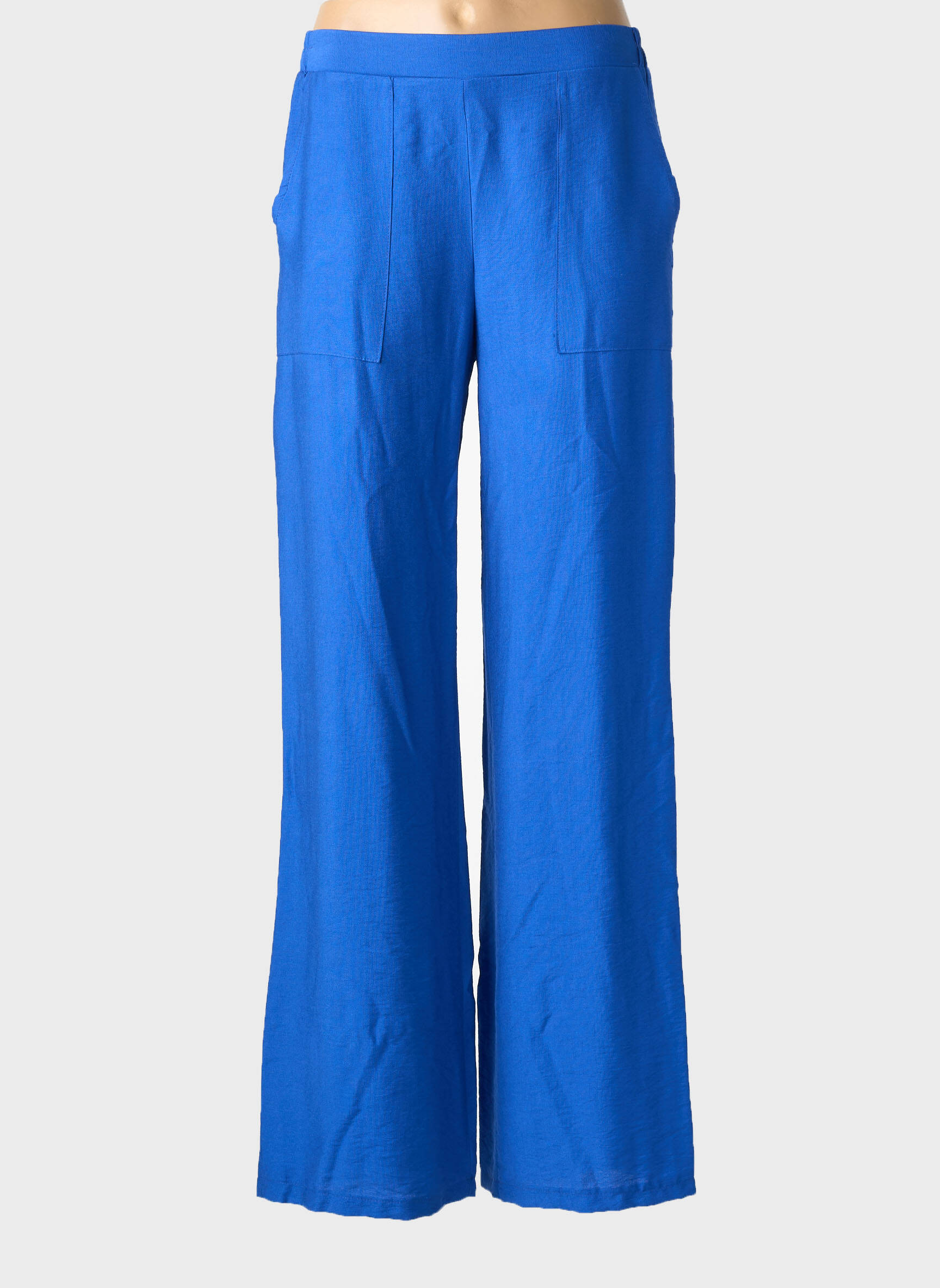 Pantalon droit tissage popeline taille normale bleu EMA BLUE'S femme