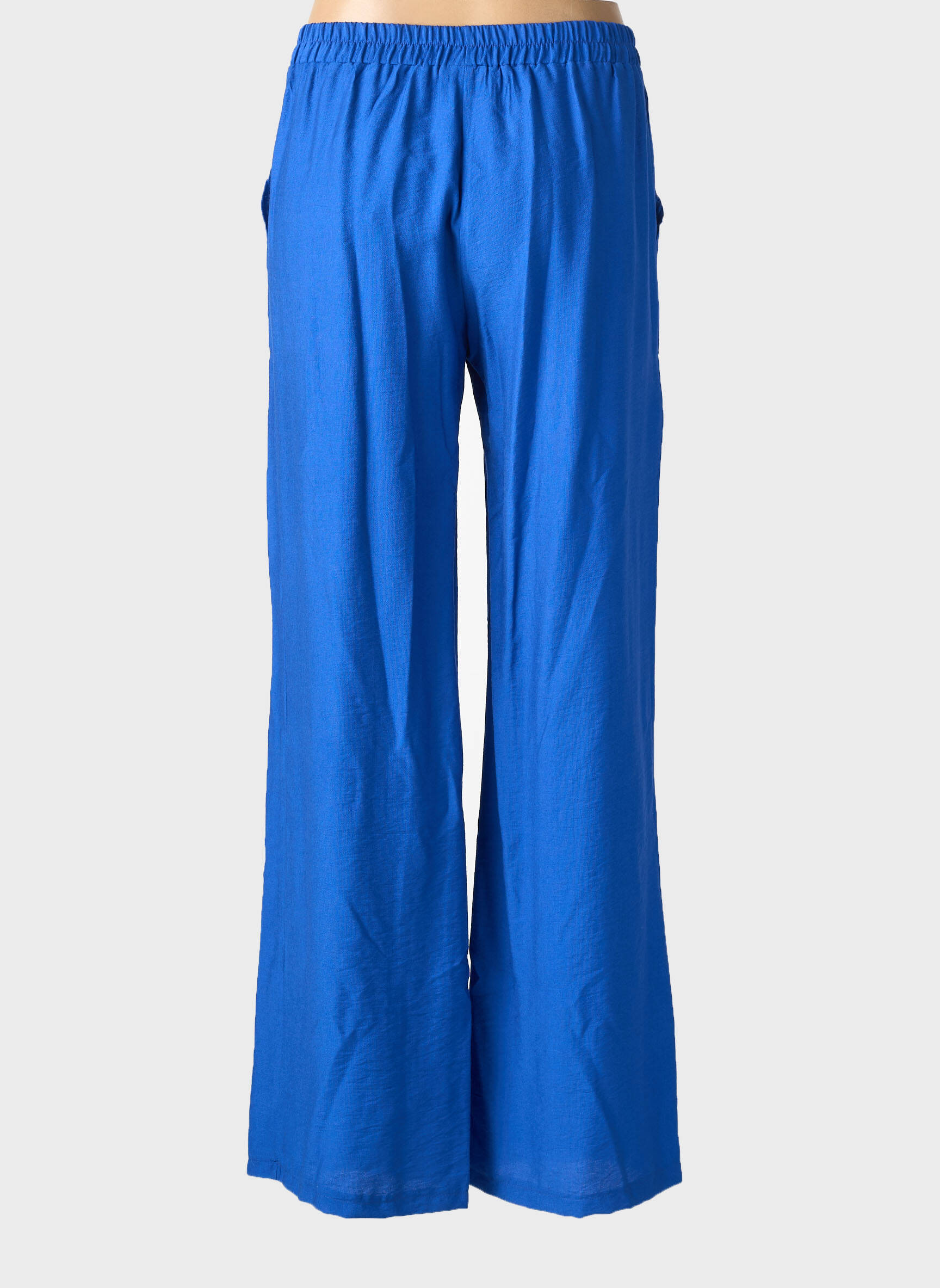 Pantalon droit tissage popeline taille normale bleu EMA BLUE'S femme