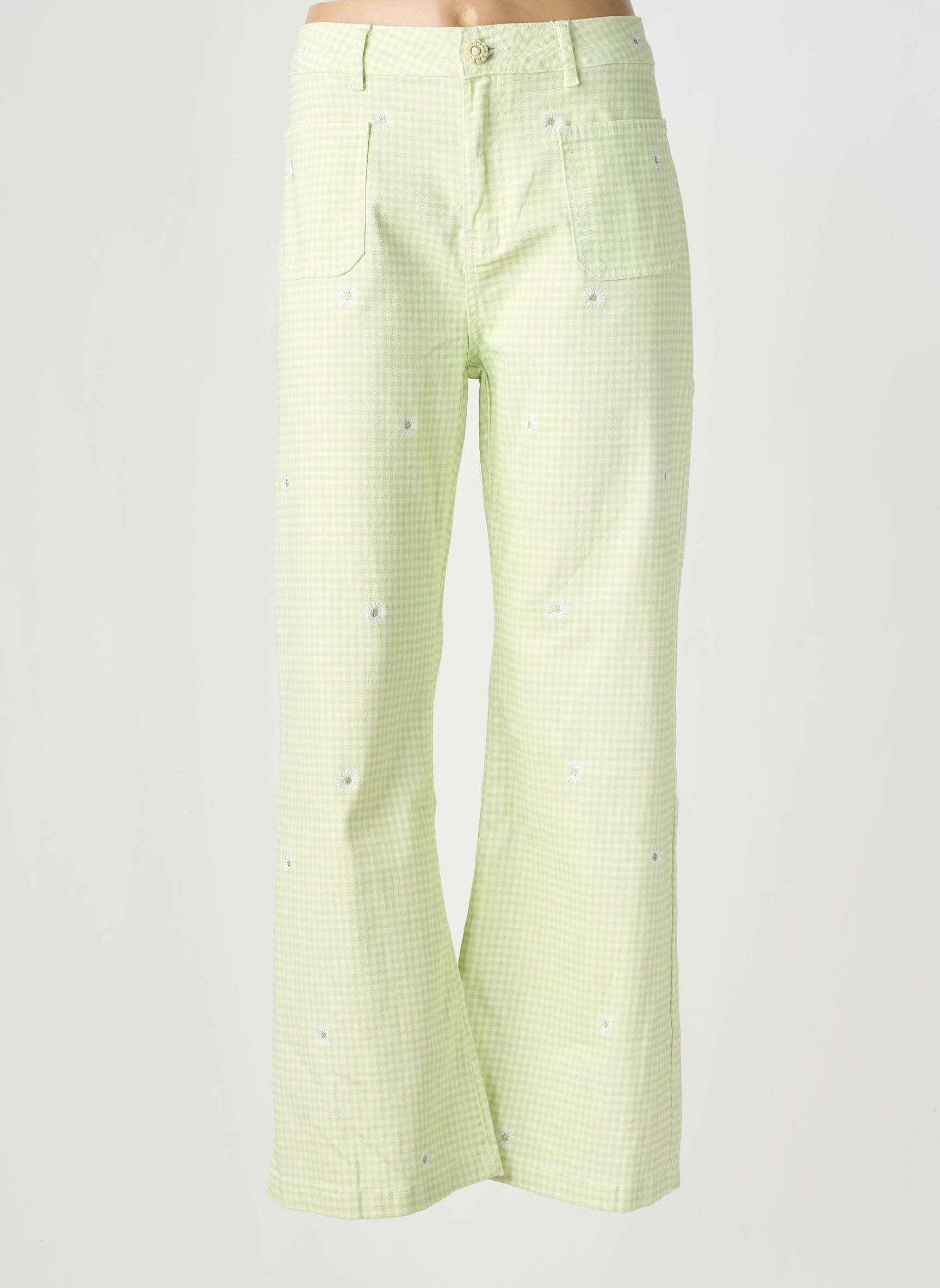 Pantalon flare stretch taille haute vert MAISON ONADO femme