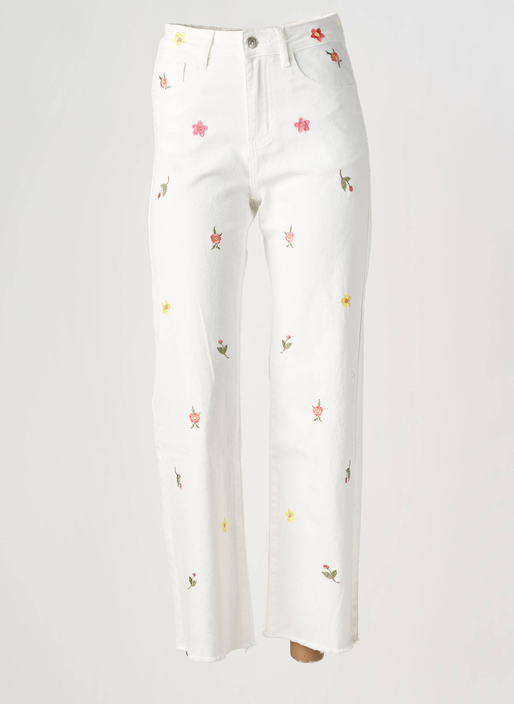 Jeans coupe droite taille haute taille haute blanc MAISON ONADO femme