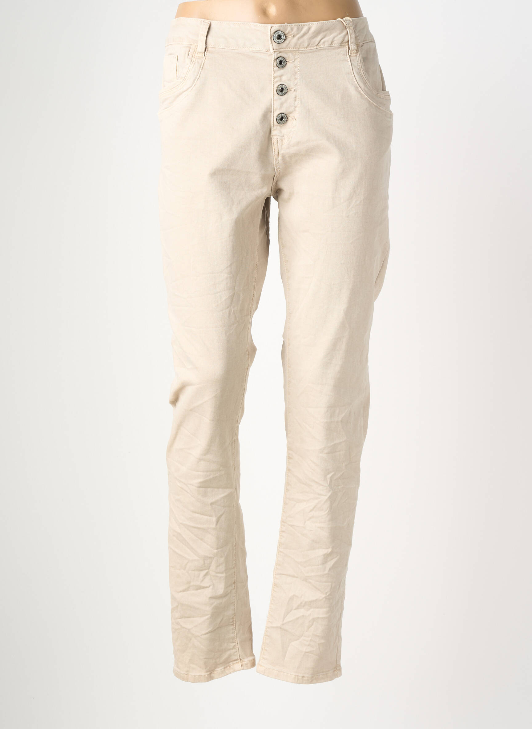 Jeans coupe slim tissage brut taille normale beige KAROSTAR femme