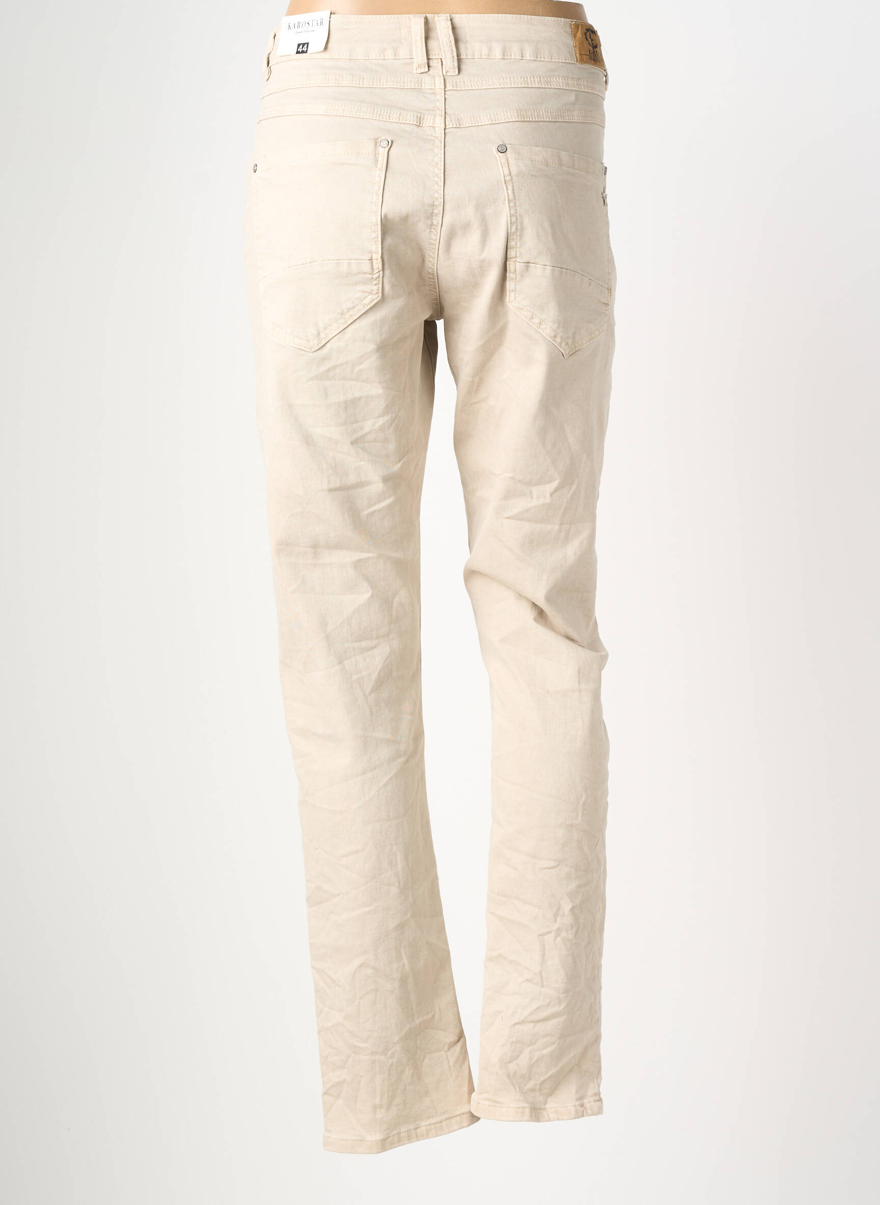 Jeans coupe slim tissage brut taille normale beige KAROSTAR femme