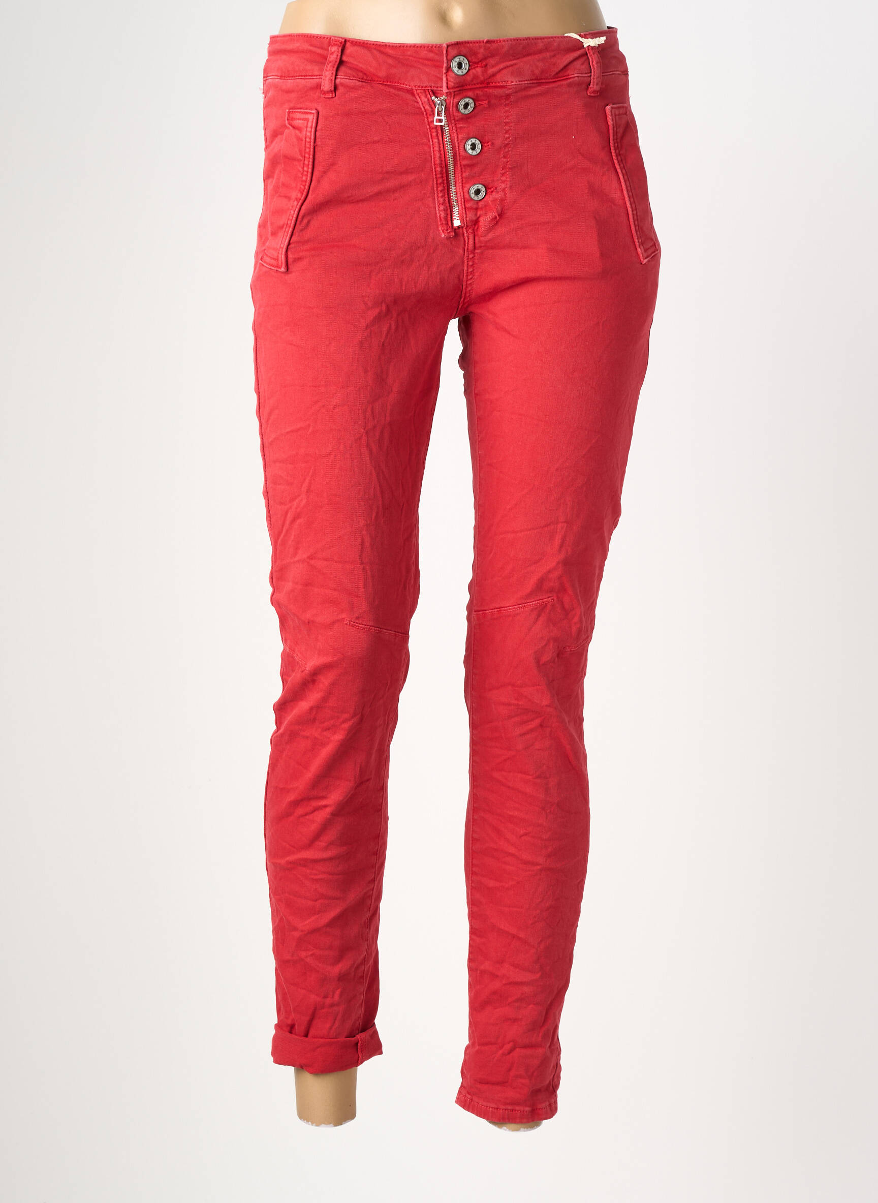 Jeans coupe slim taille normale taille normale rouge MELLY & CO femme