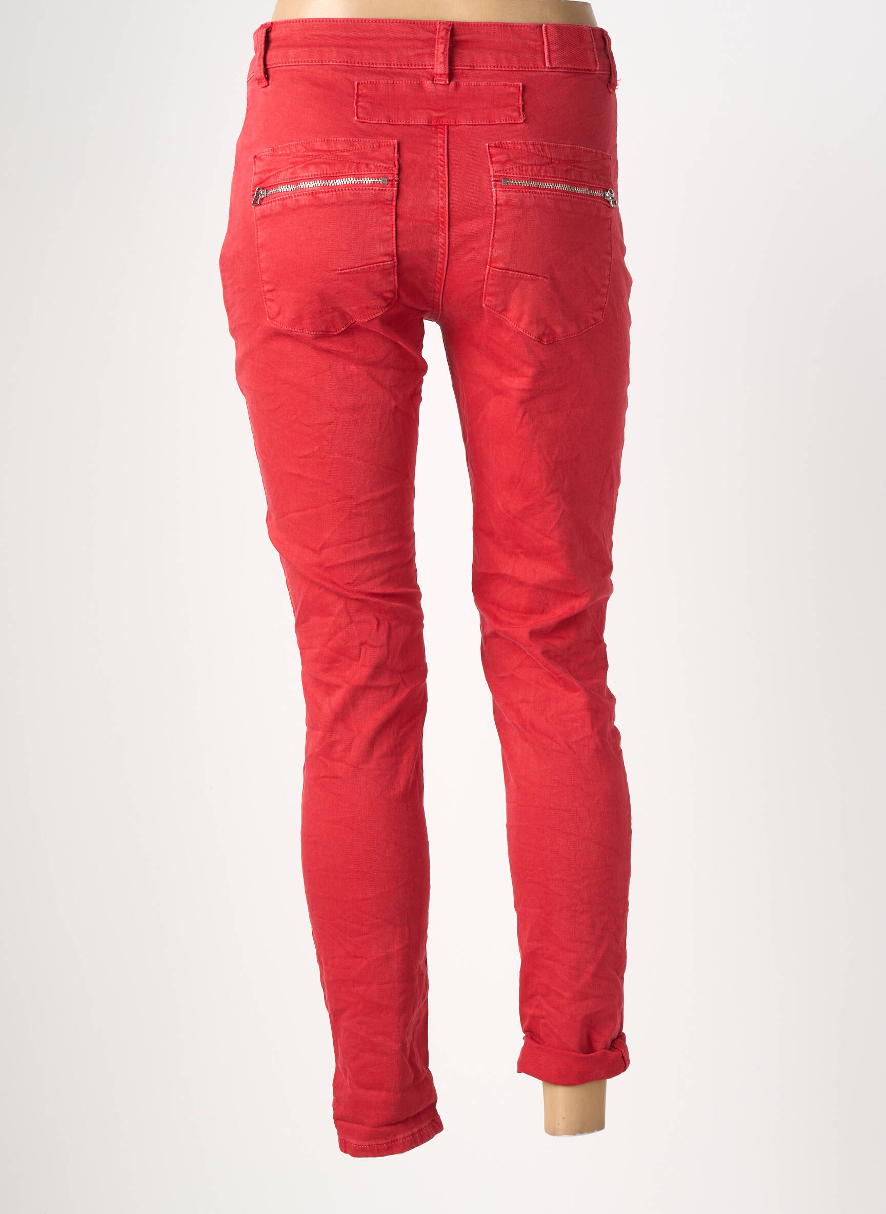 Jeans coupe slim taille normale taille normale rouge MELLY & CO femme