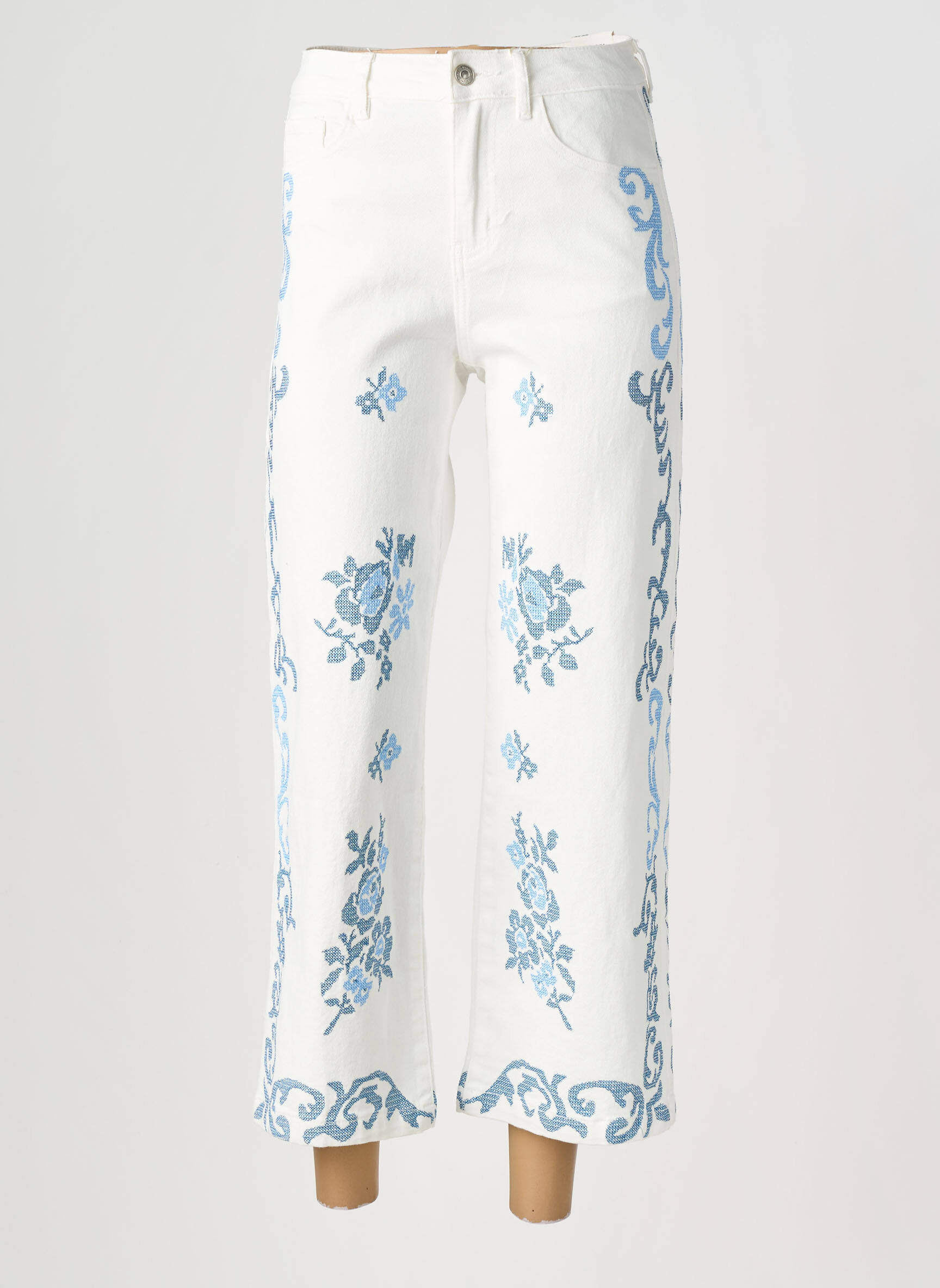 Jeans coupe droite taille haute taille haute blanc MAISON ONADO femme