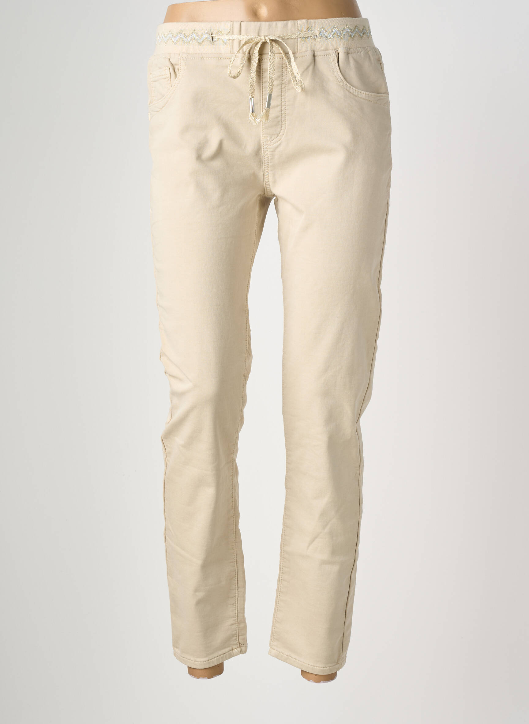 Pantalon slim taille élastique taille normale beige MAISON ONADO femme