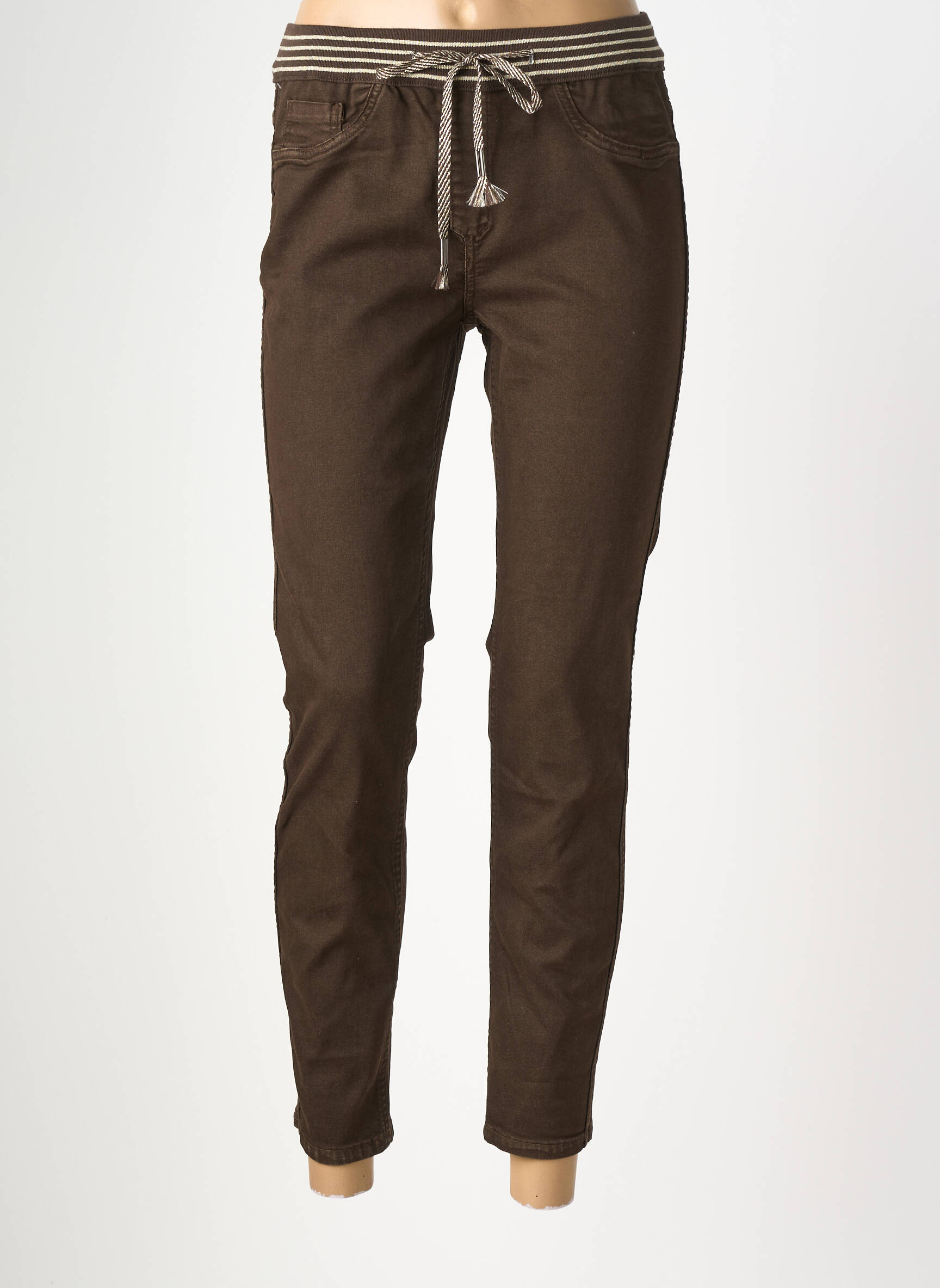Pantalon slim taille élastique taille normale marron MAISON ONADO femme