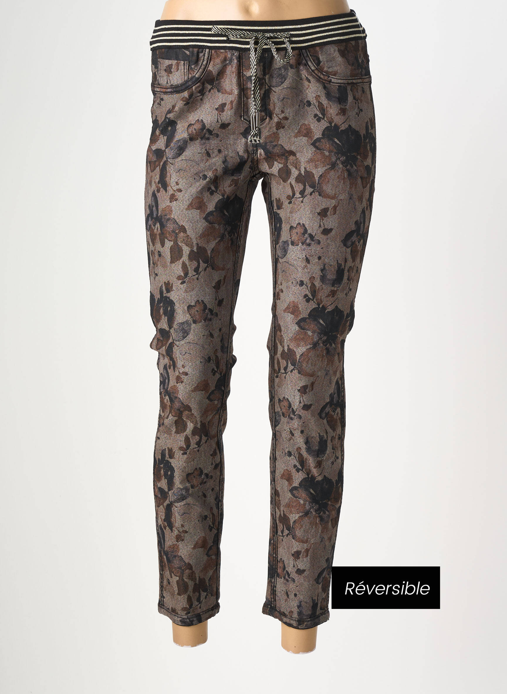 Pantalon slim taille élastique taille normale noir MAISON ONADO femme