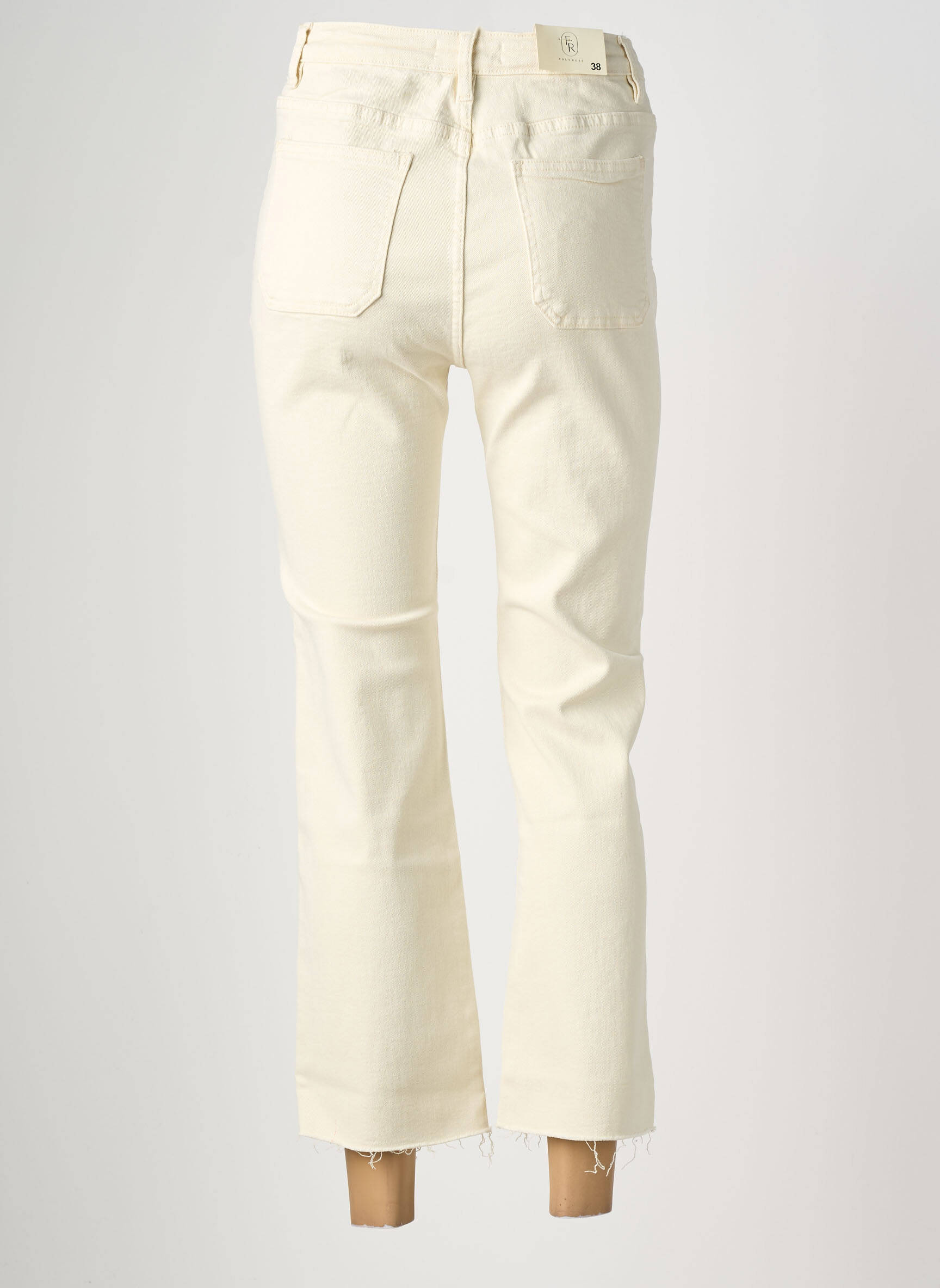 Jean coupe flare finition bord franc taille haute beige FOLYROSE femme