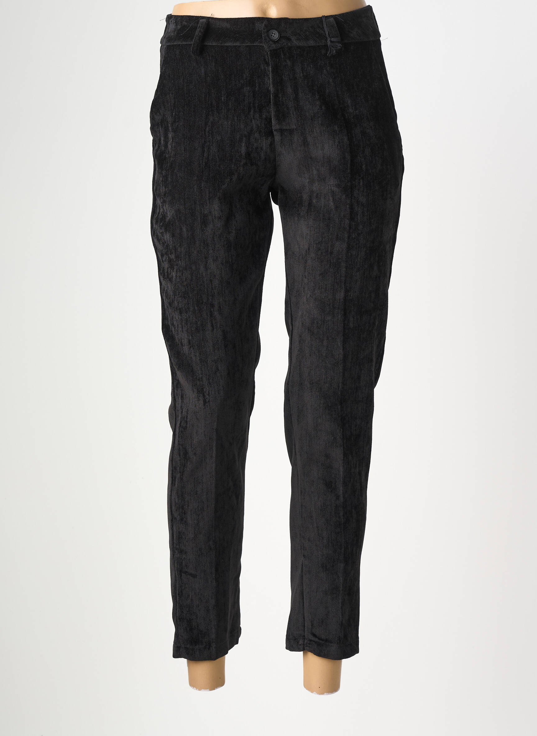 Pantalon chino fermeture zippée sous rabat boutonné taille normale noir NAIIF femme