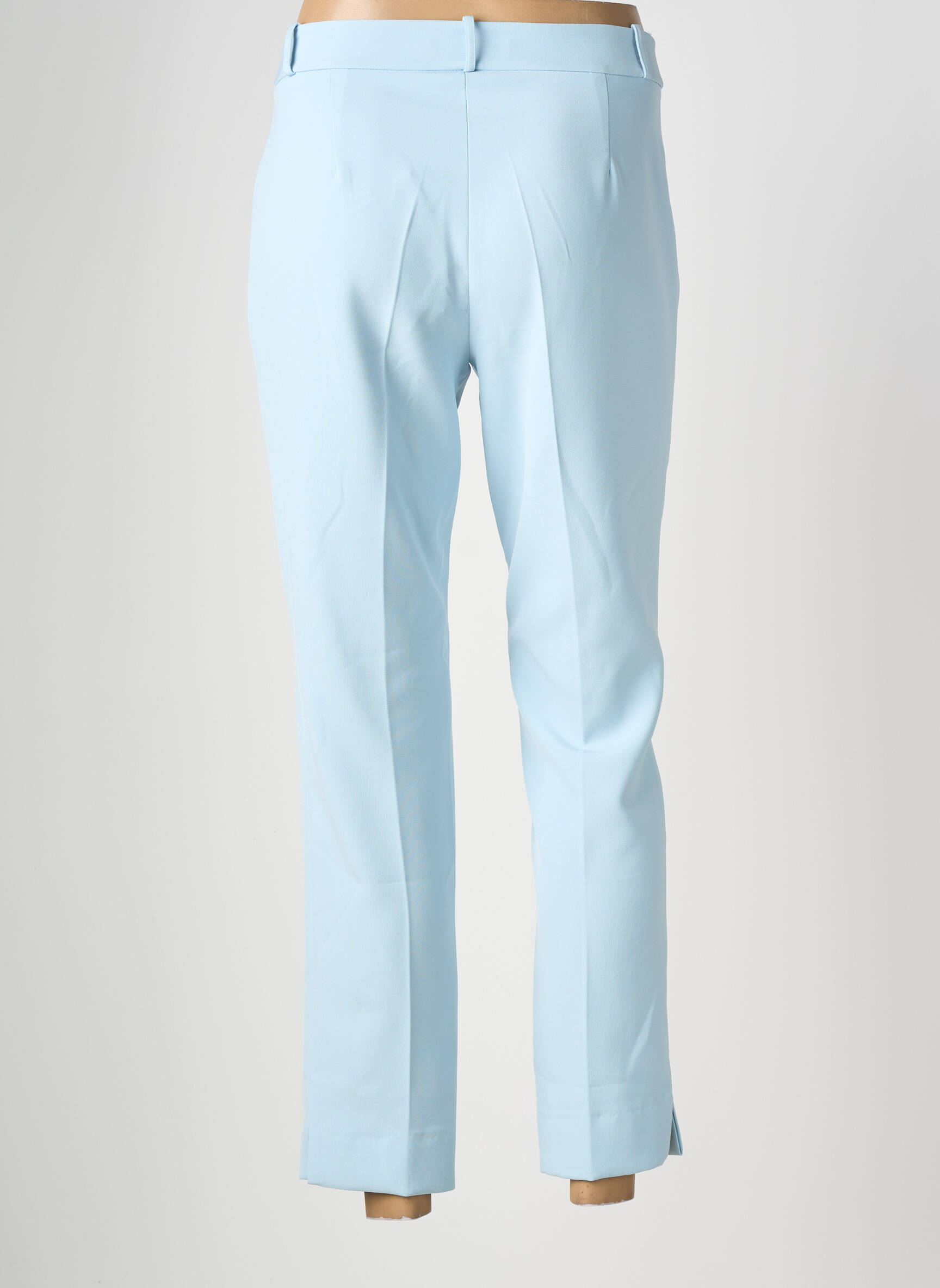 Pantalon droit tissage popeline taille normale bleu HIPPOCAMPE femme