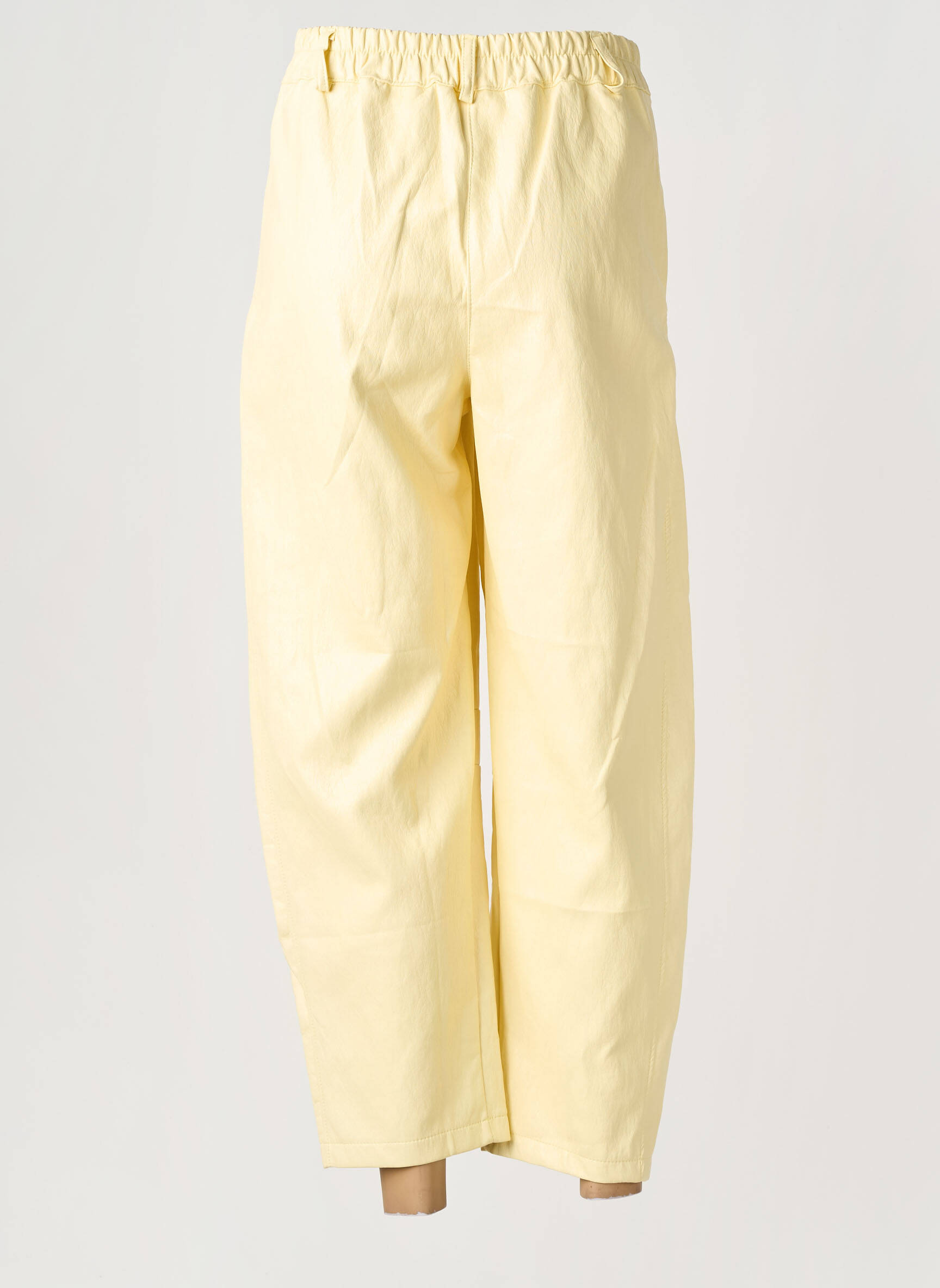 Pantalon large fermeture zippée sous rabat boutonné taille haute jaune GARCONNE femme