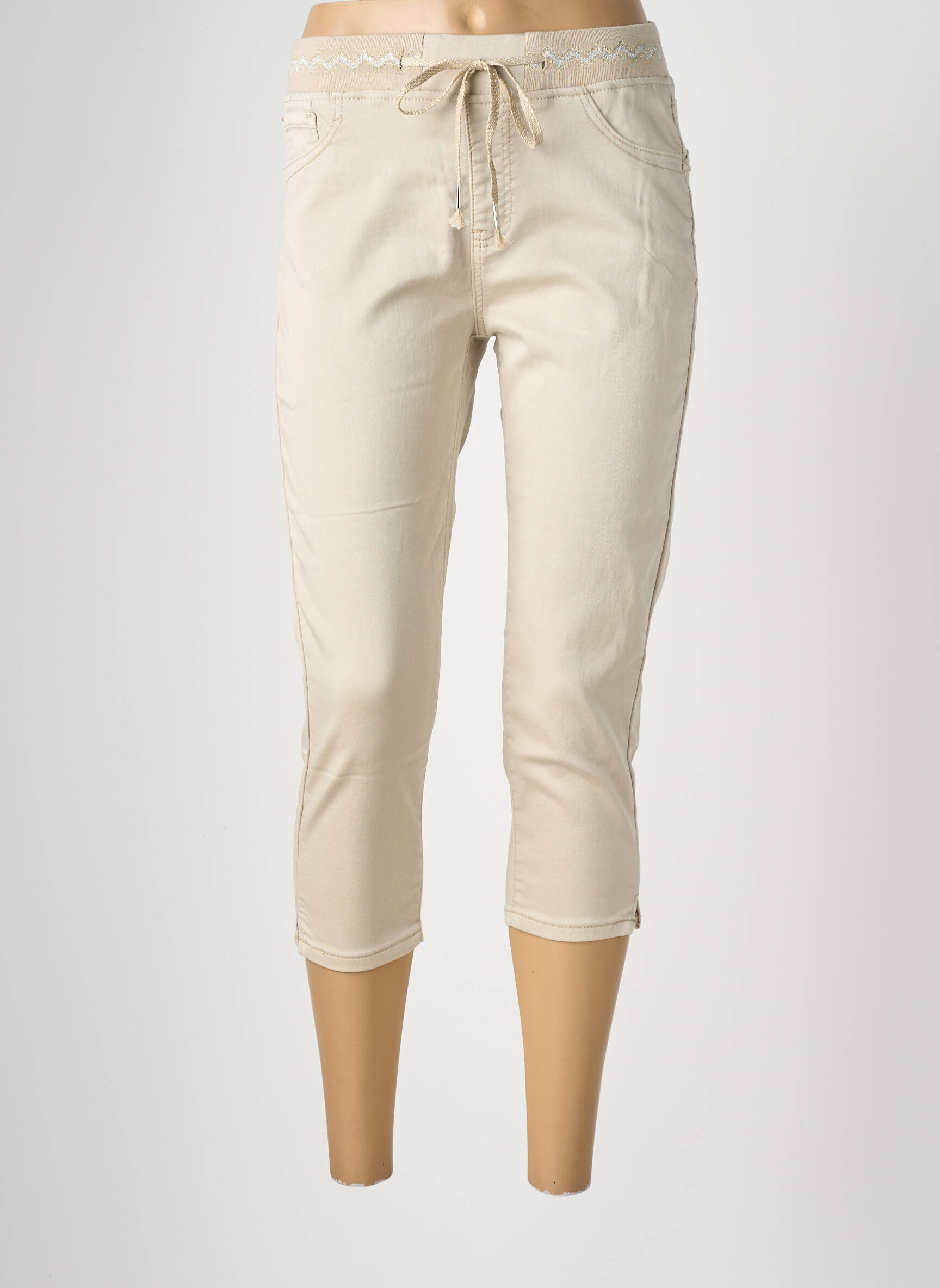Pantacourt taille élastique taille normale beige MAISON ONADO femme
