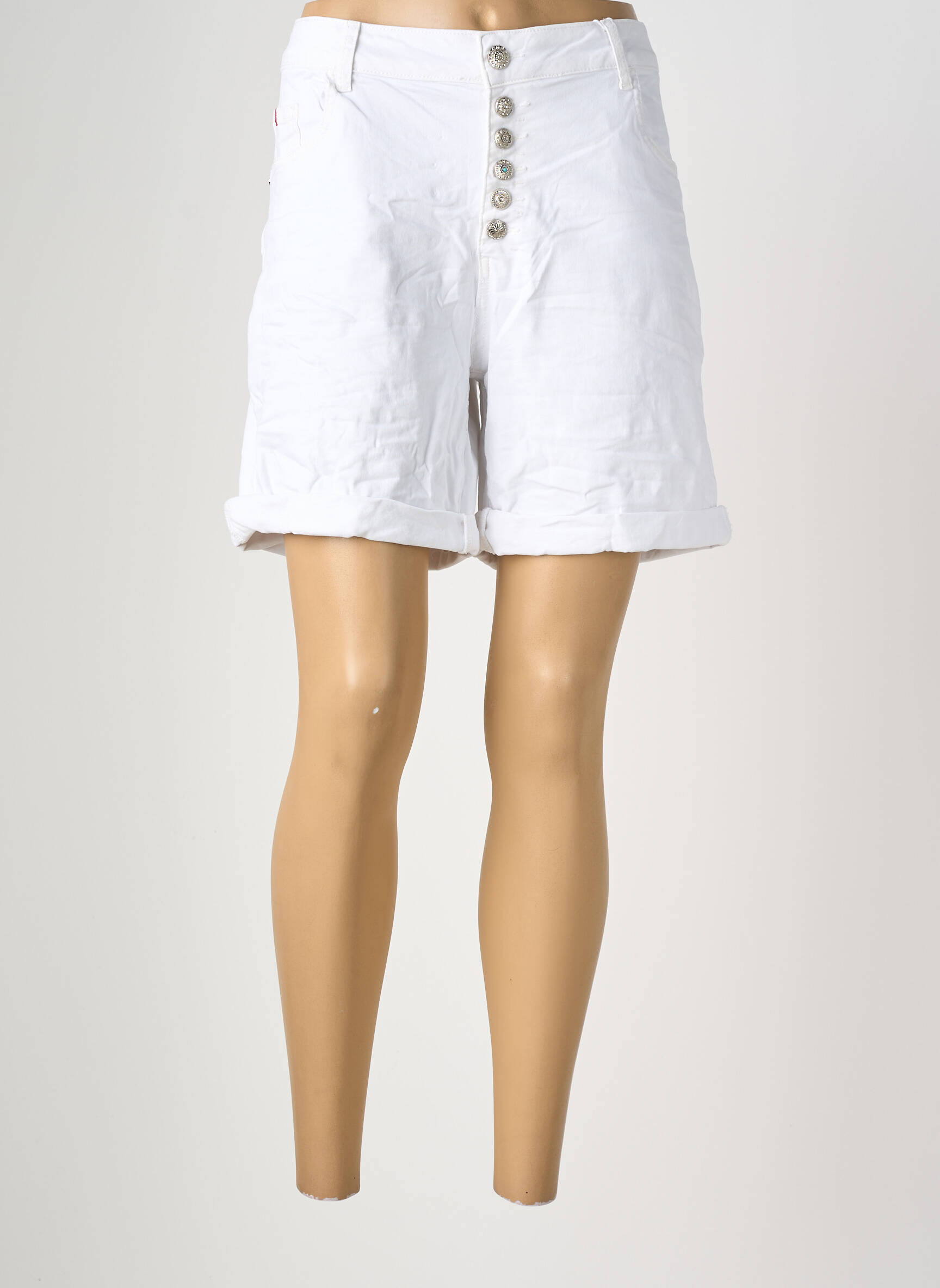 Short tissage denim taille normale blanc KAROSTAR femme