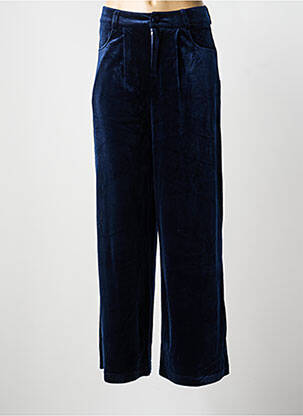 Pantalon large fermeture zippée sous rabat boutonné taille normale bleu CALIE femme