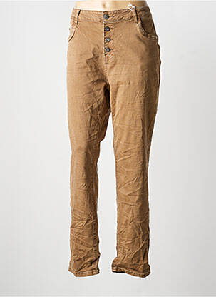 Pantalon droit taille haute taille haute marron KAROSTAR femme