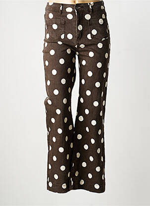 Pantalon droit stretch taille haute marron MAISON ONADO femme