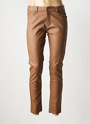 Pantalon slim tissage enduit taille normale marron ONADO femme