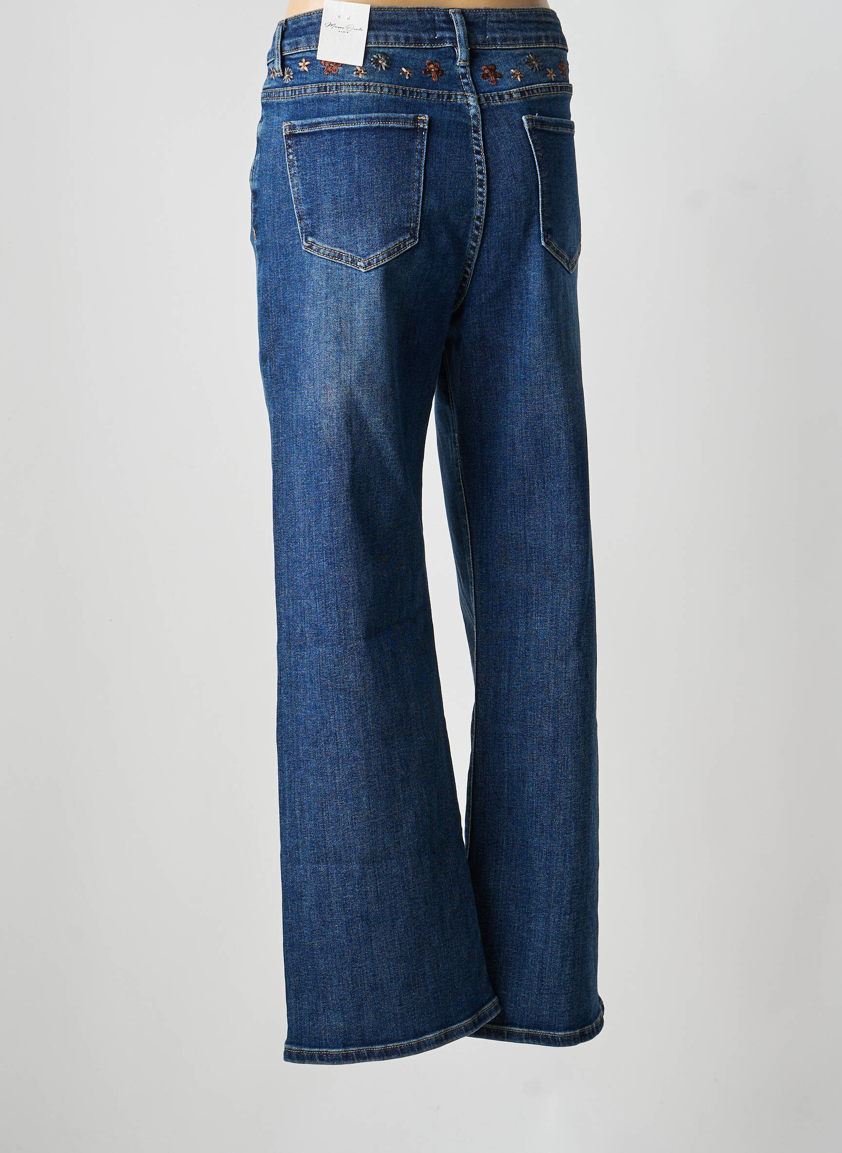 Jeans coupe droite fermeture zippée sous rabat boutonné taille normale bleu MAISON ONADO homme