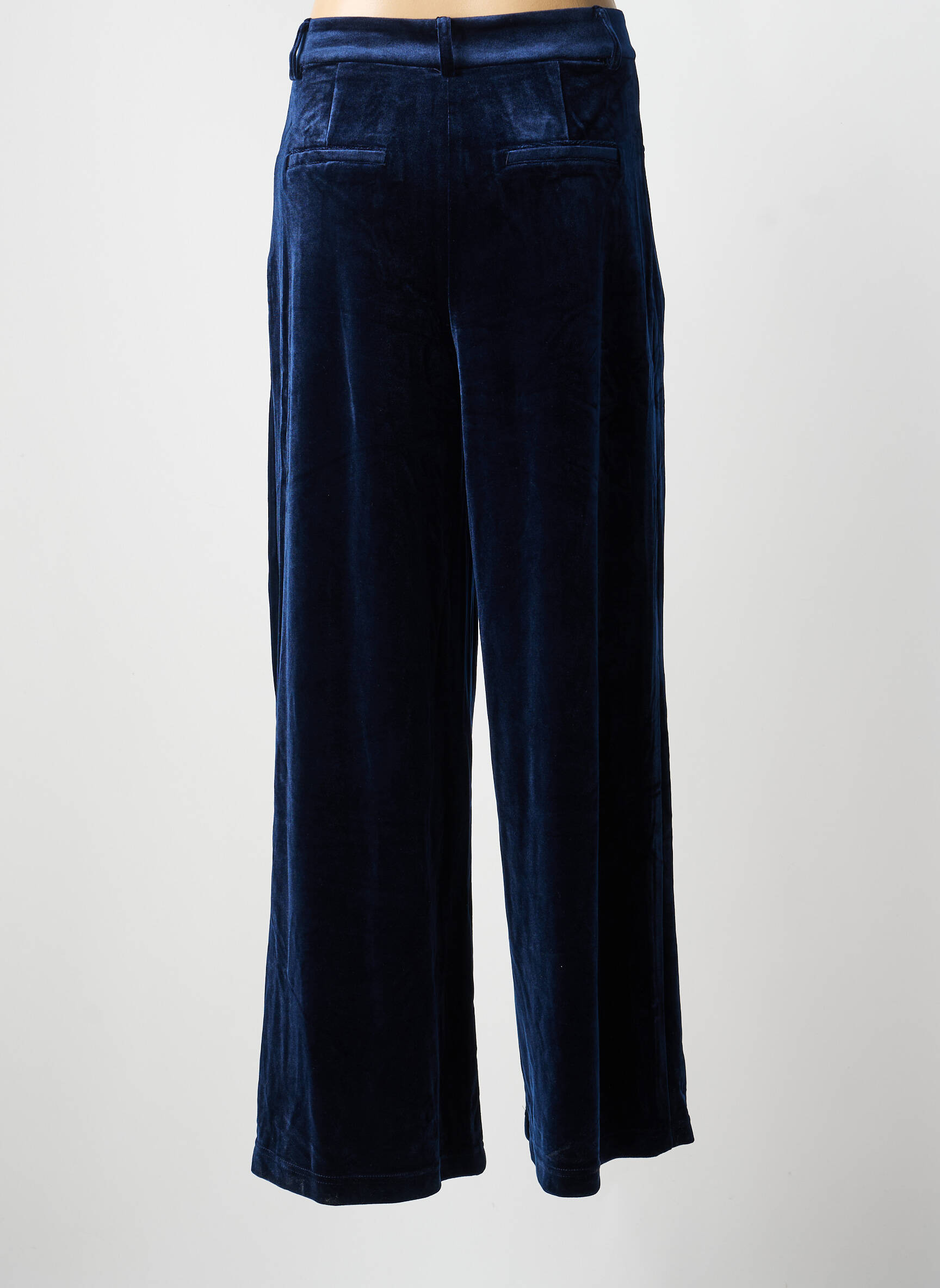 Pantalon large fermeture zippée sous rabat boutonné taille normale bleu CALIE femme