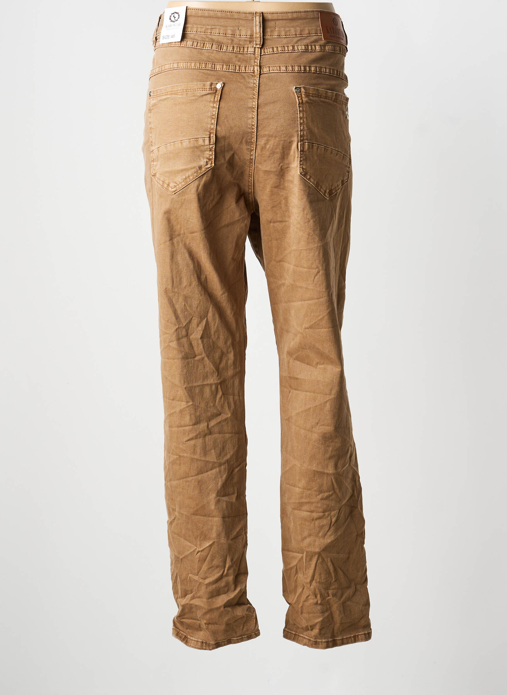 Pantalon droit taille haute taille haute marron KAROSTAR femme