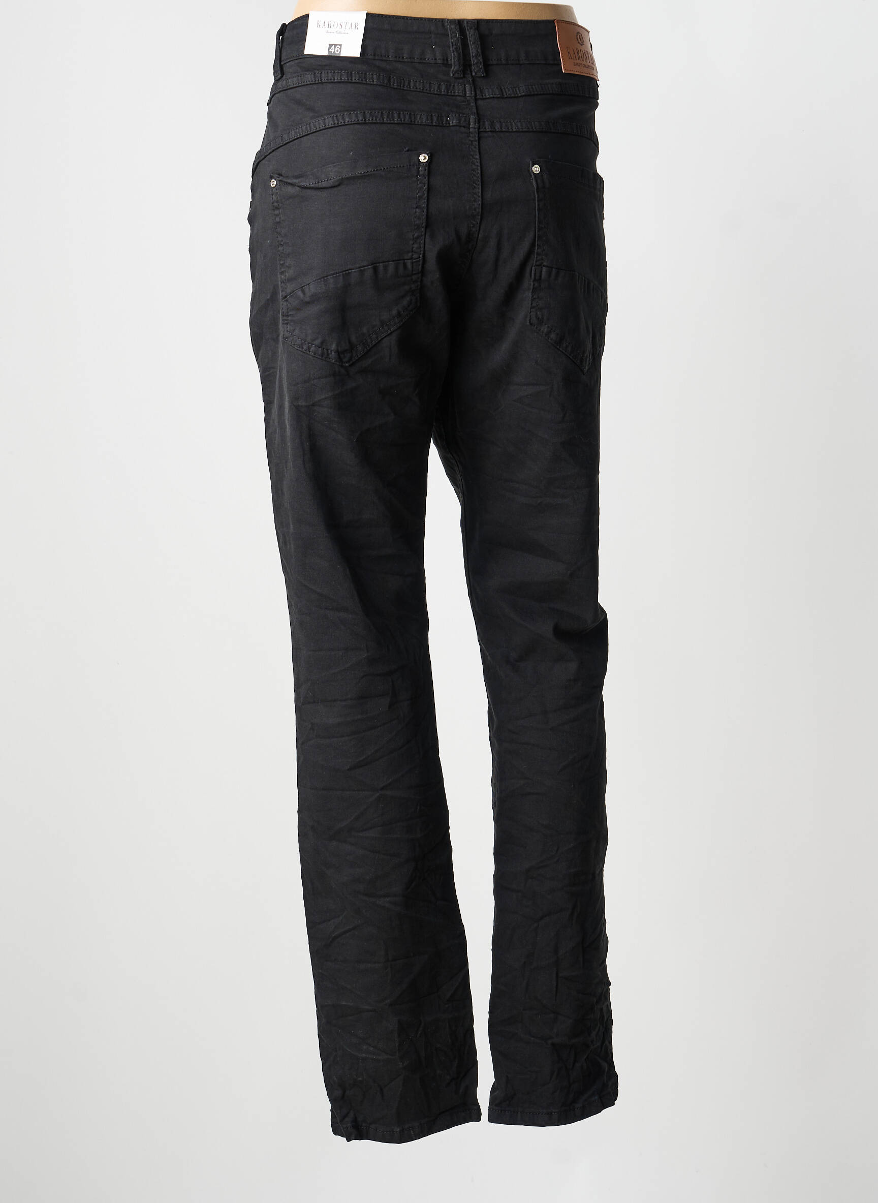 Pantalon droit taille haute taille haute noir KAROSTAR femme