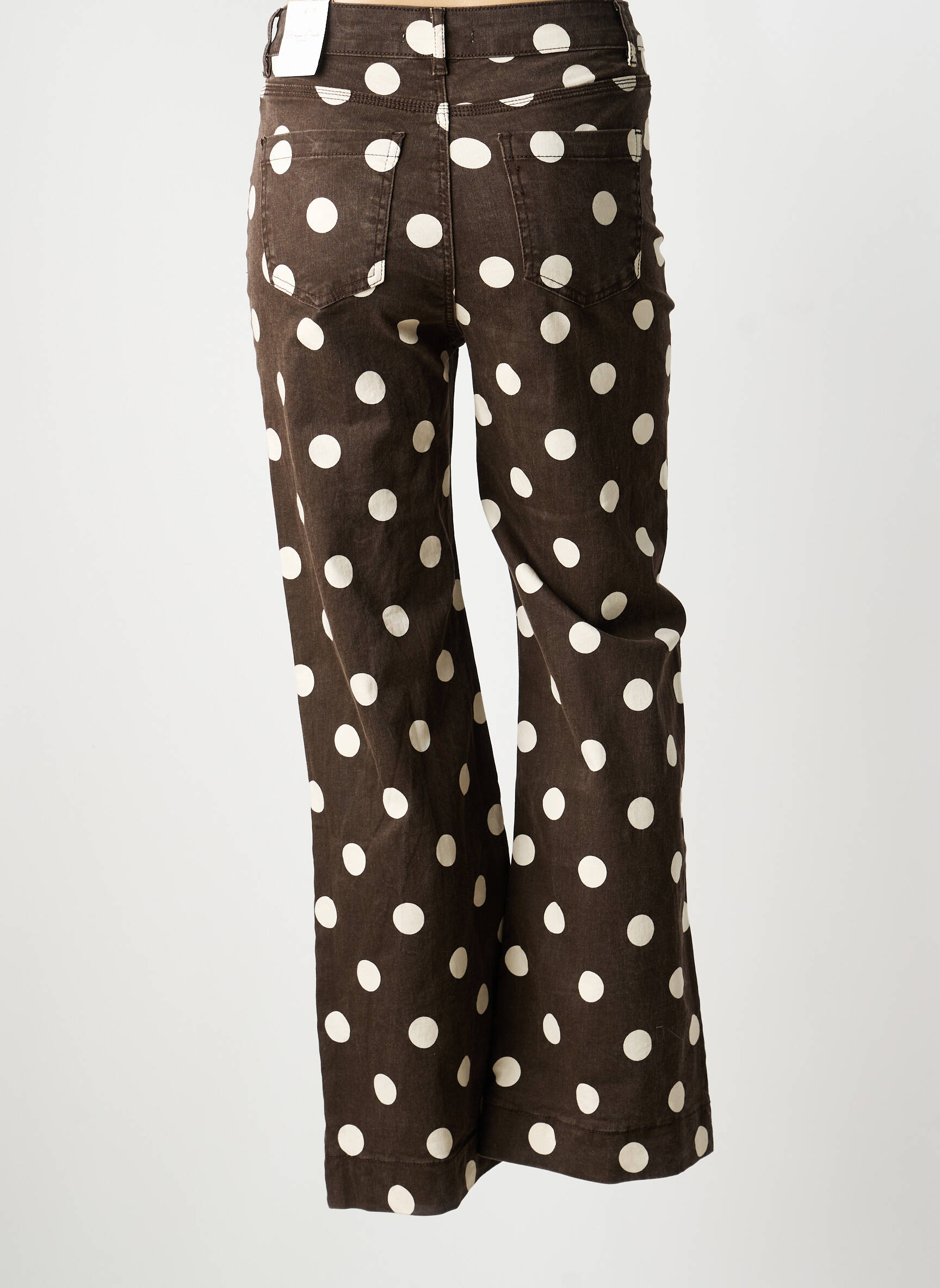 Pantalon droit stretch taille haute marron MAISON ONADO femme
