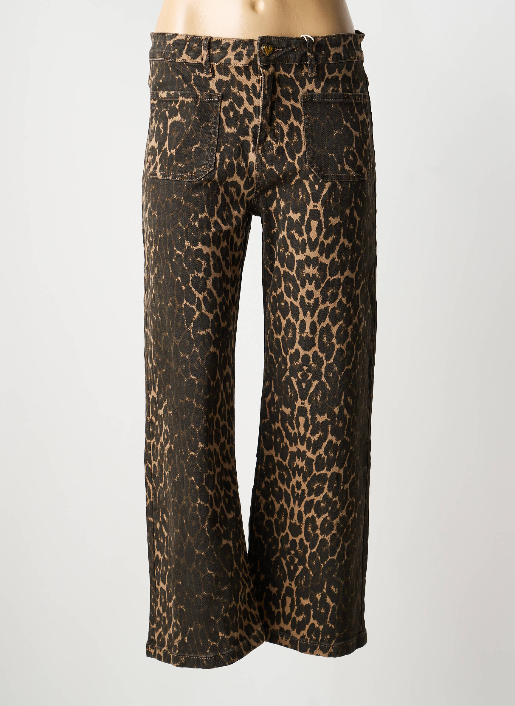 Pantalon 7/8 taille haute taille haute marron MAISON ONADO femme