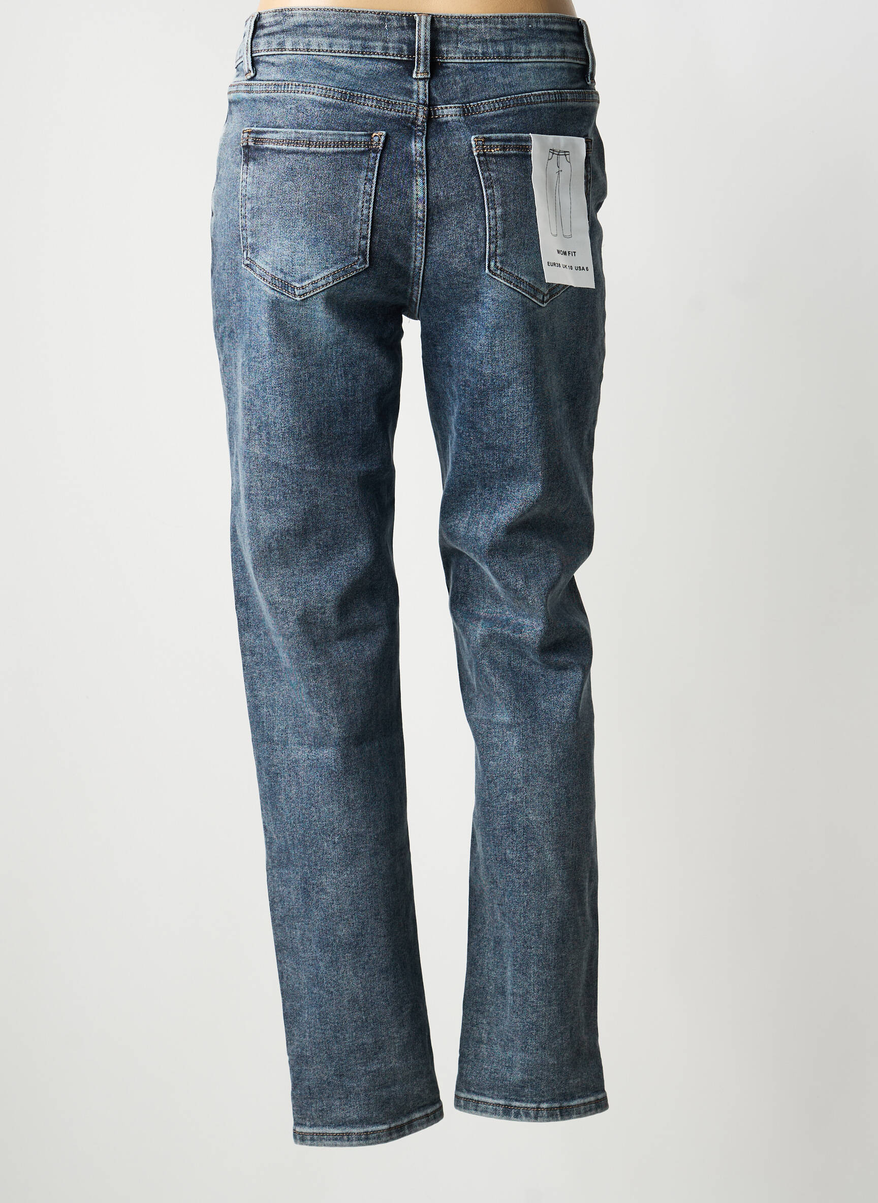 Jean coupe mom poches taille haute bleu HELLO MISS femme
