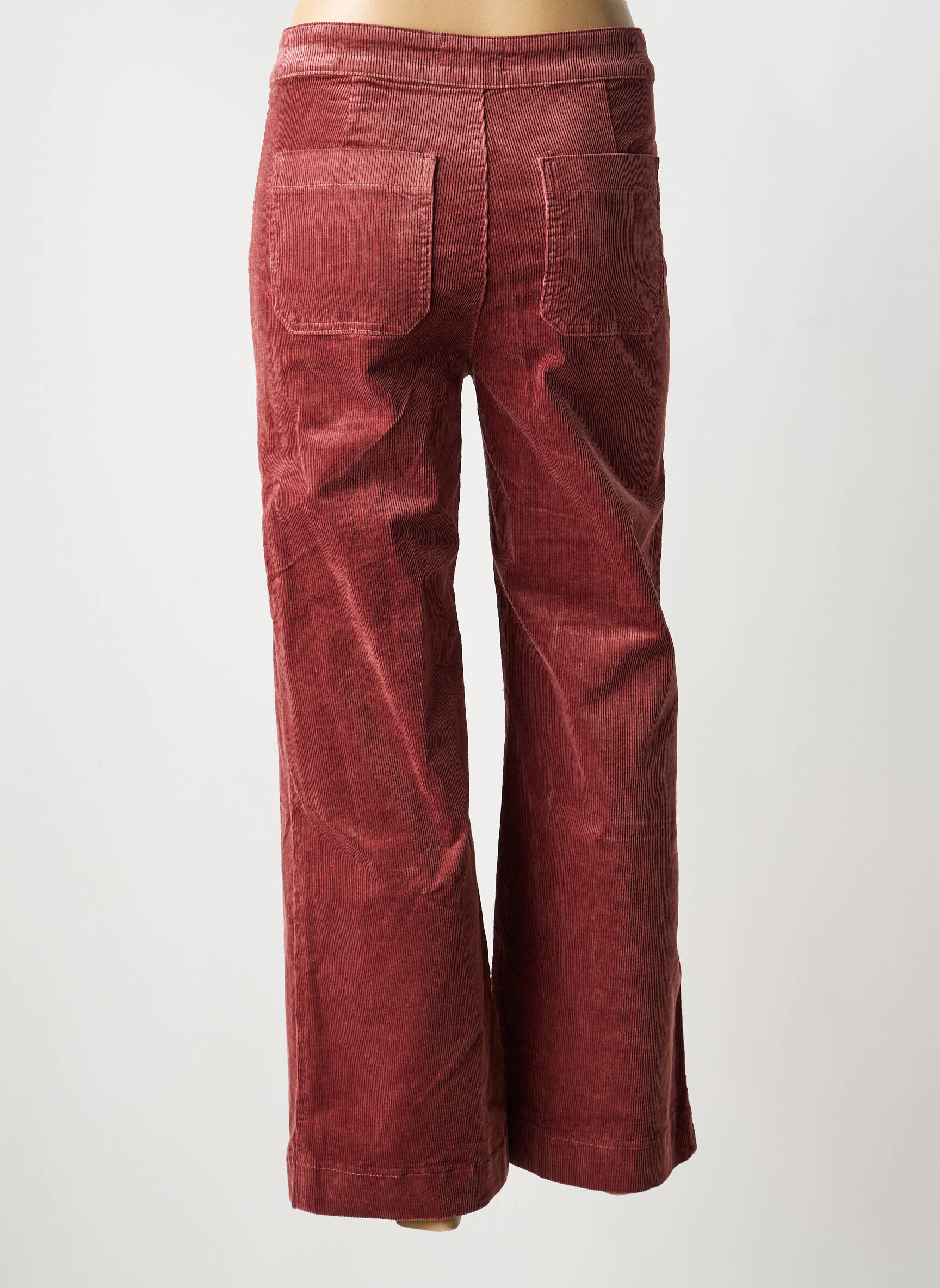 Pantalon flare tissage velours taille haute marron ORAIJE femme
