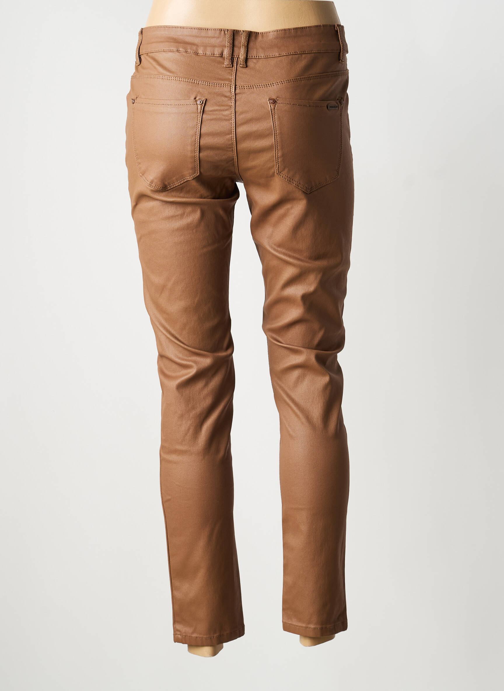 Pantalon slim tissage enduit taille normale marron ONADO femme
