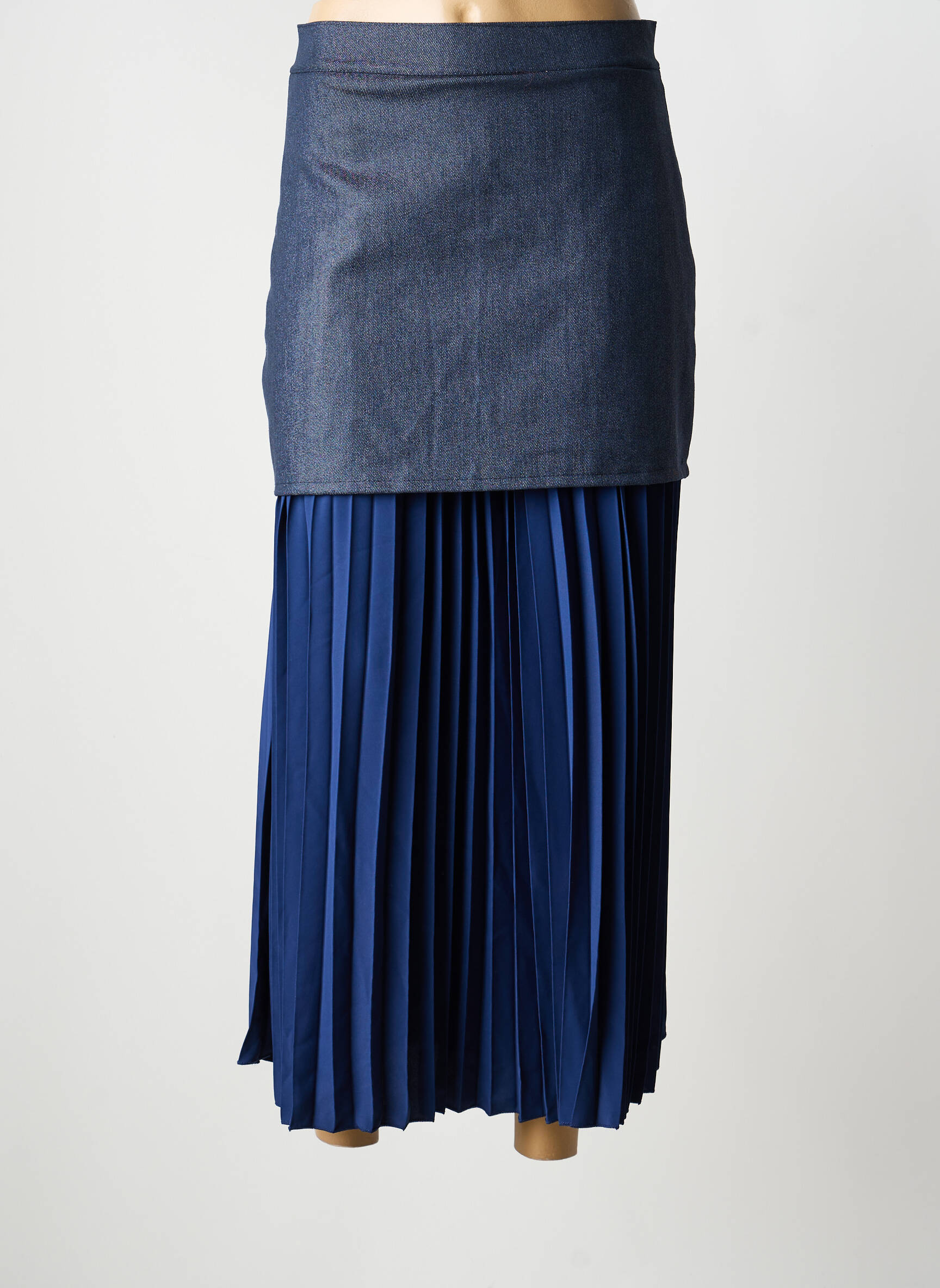 Jupe longue fermeture zippée au dos bleu SYBELLA femme