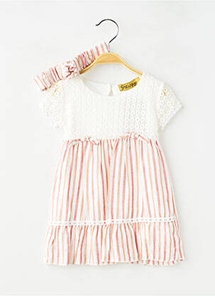 Robe courte doublure manches courtes blanc P'TIT MÔME fille