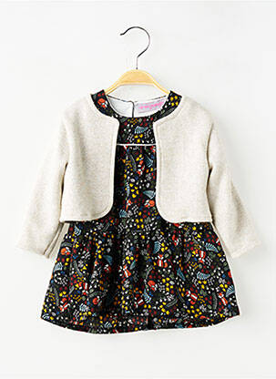 Ensemble robe manches longues noir P'TIT MÔME fille