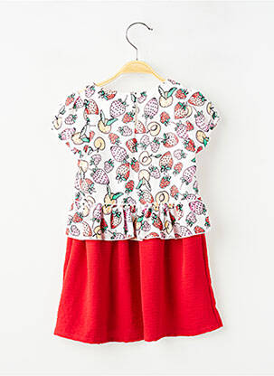 Robe courte tissage popeline manches courtes rouge P'TIT MÔME fille
