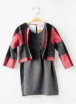 Ensemble robe manches longues gris P'TIT MÔME fille