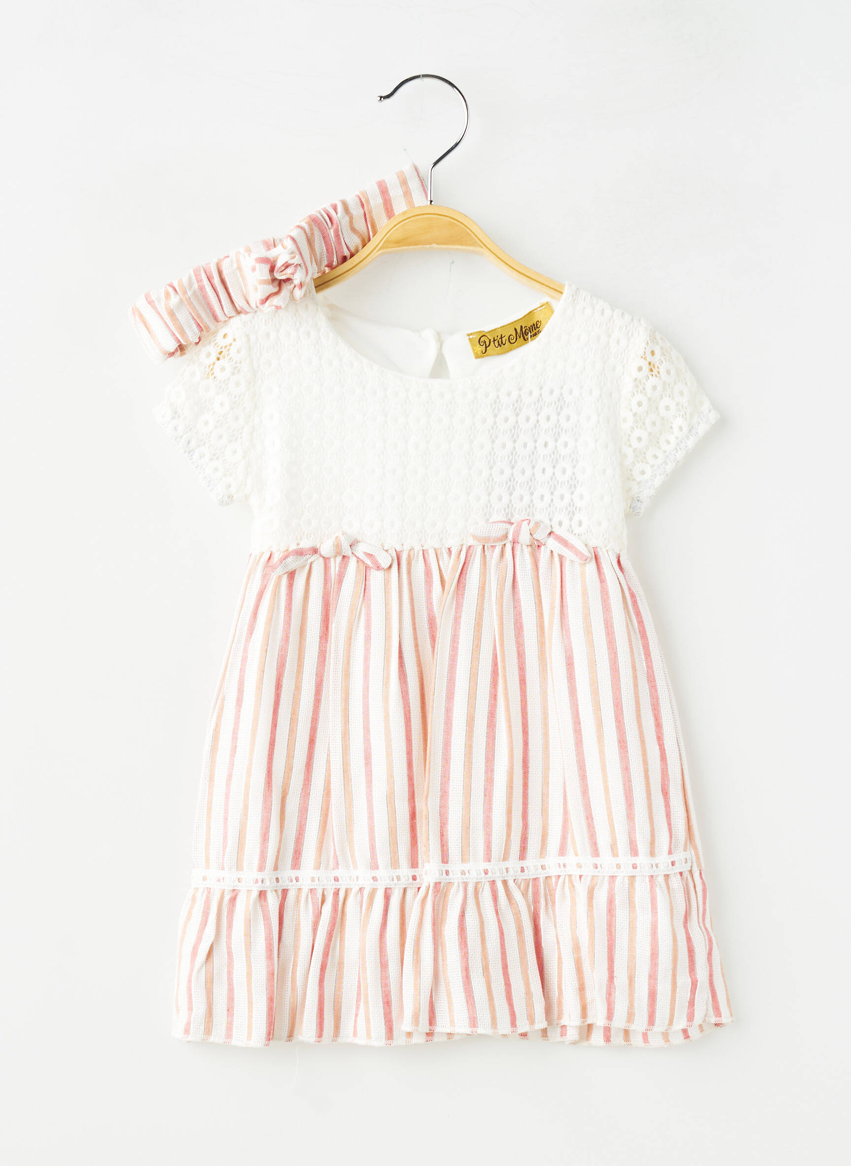 Robe courte doublure manches courtes blanc P'TIT MÔME fille