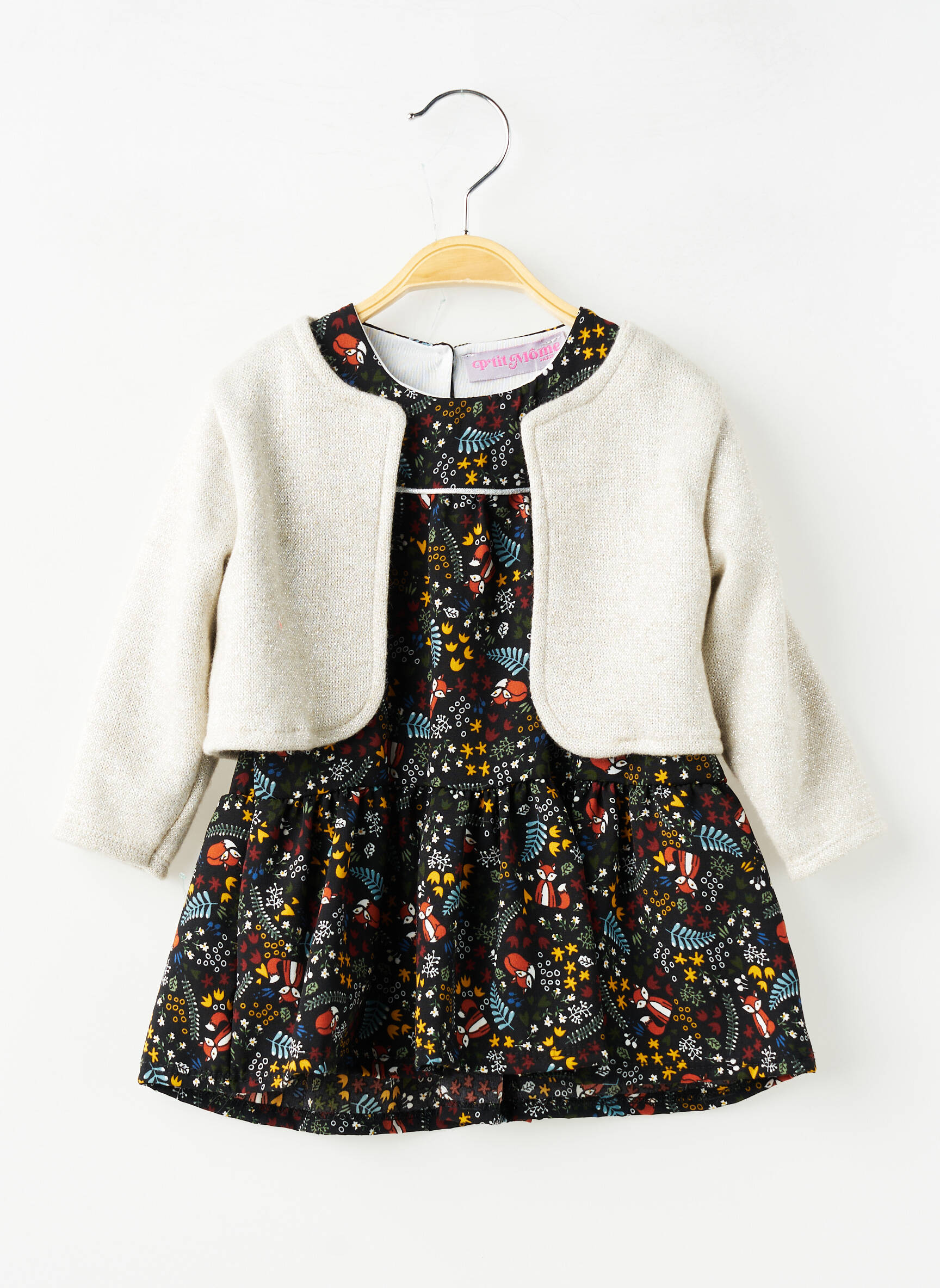 Ensemble robe manches longues noir P'TIT MÔME fille