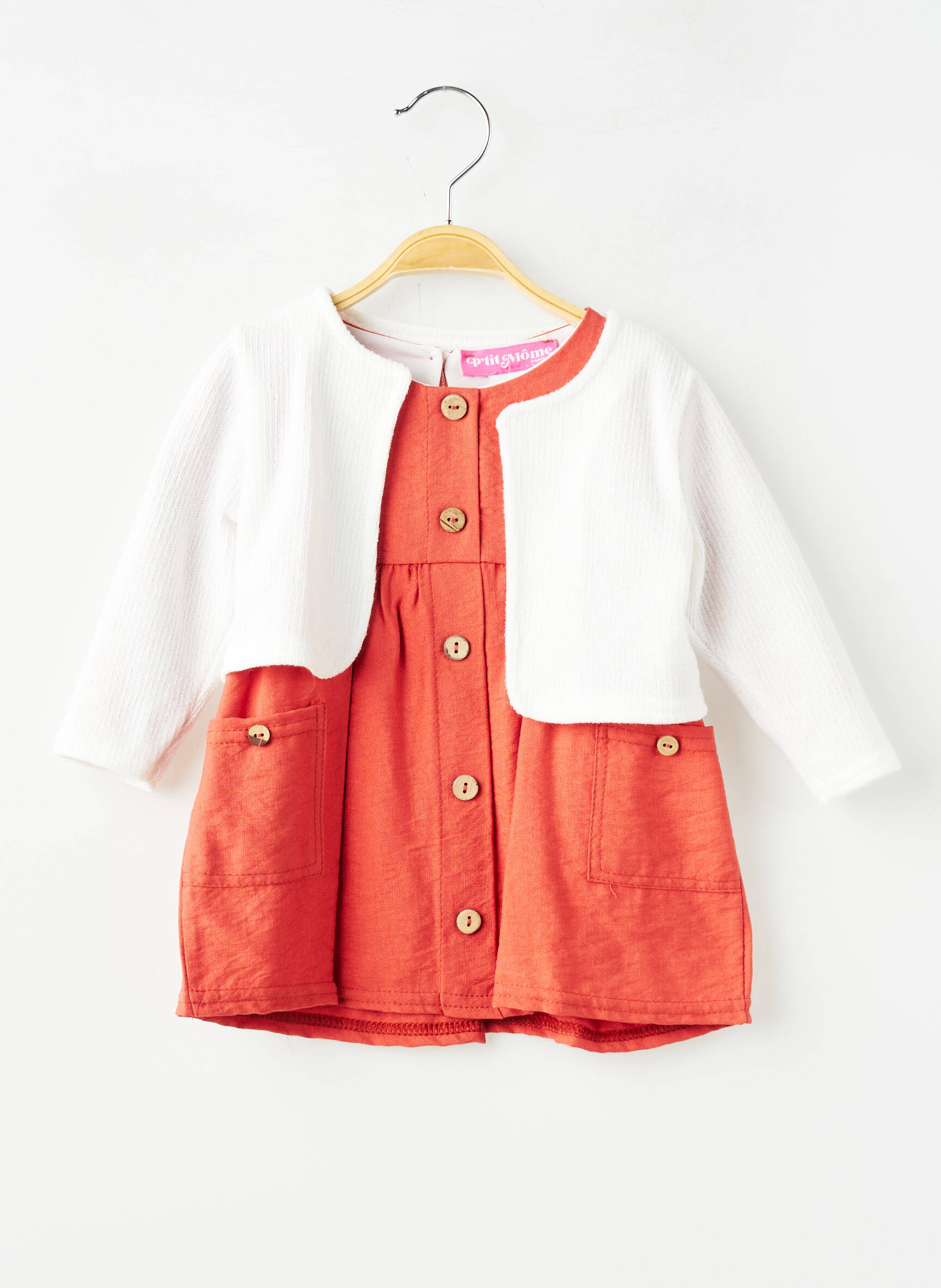 Ensemble robe manches longues orange P'TIT MÔME fille