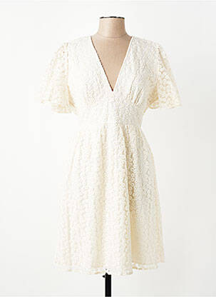 Robe mi-longue manches courtes manches courtes beige IKOONE&BIANKA femme