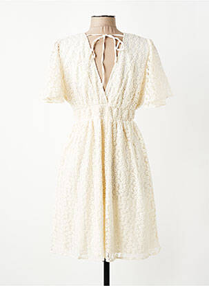 Robe mi-longue manches courtes manches courtes beige IKOONE&BIANKA femme