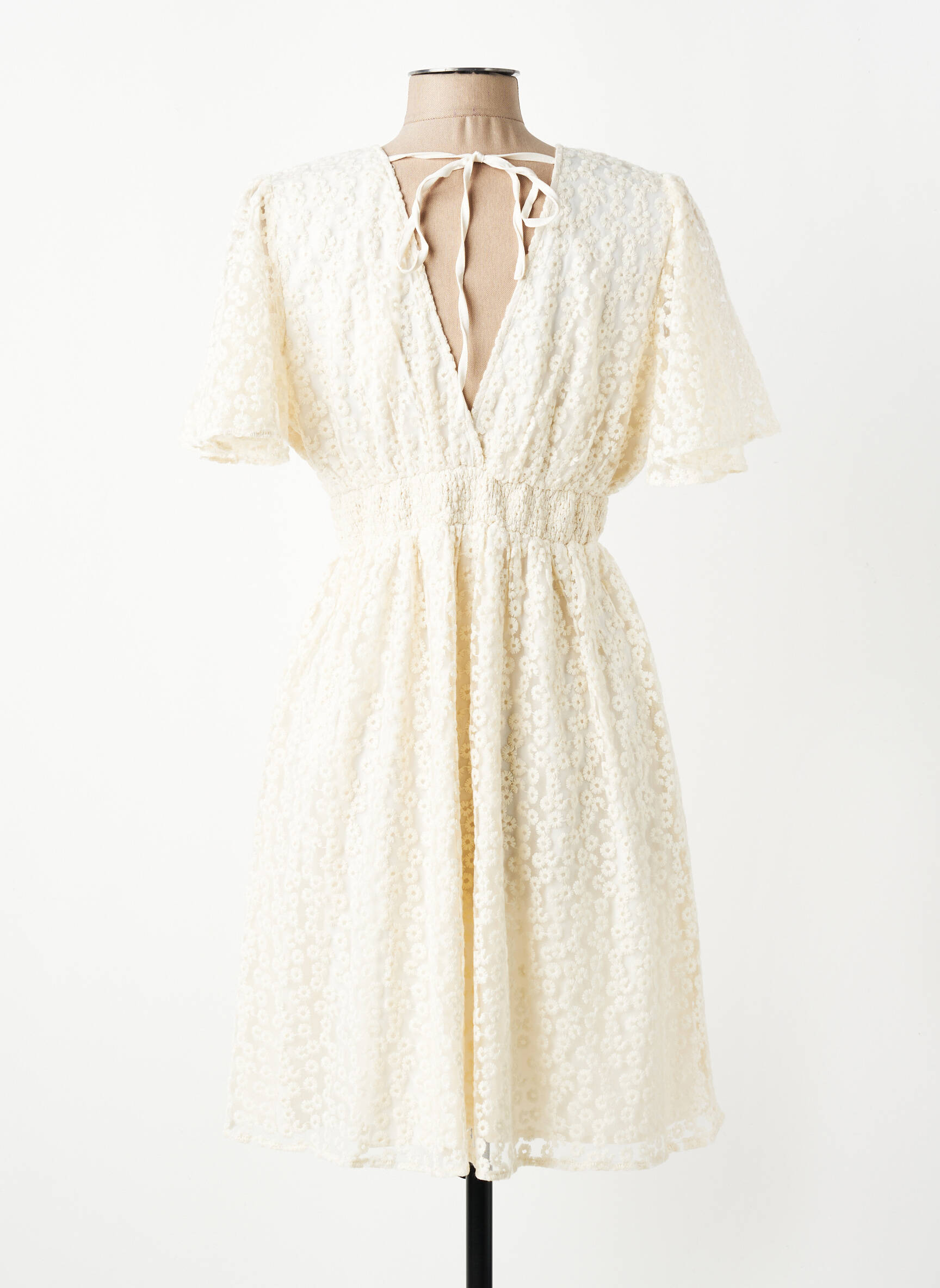 Robe mi-longue manches courtes manches courtes beige IKOONE&BIANKA femme