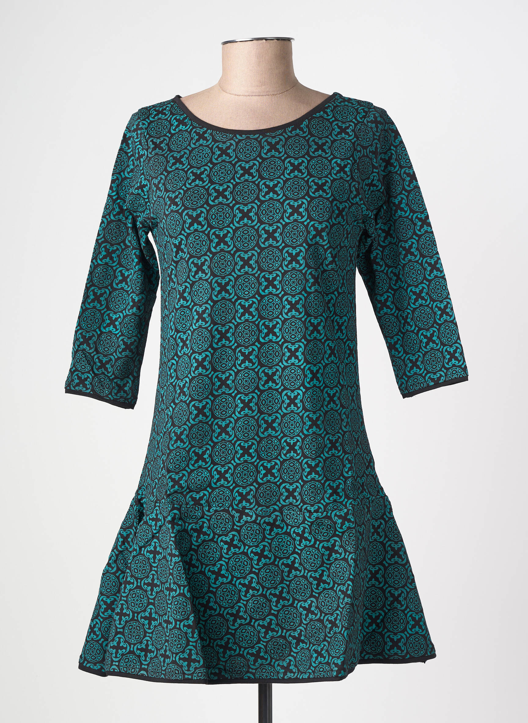 Robe courte manches 3/4 manches 3/4 bleu BAMBOO'S femme